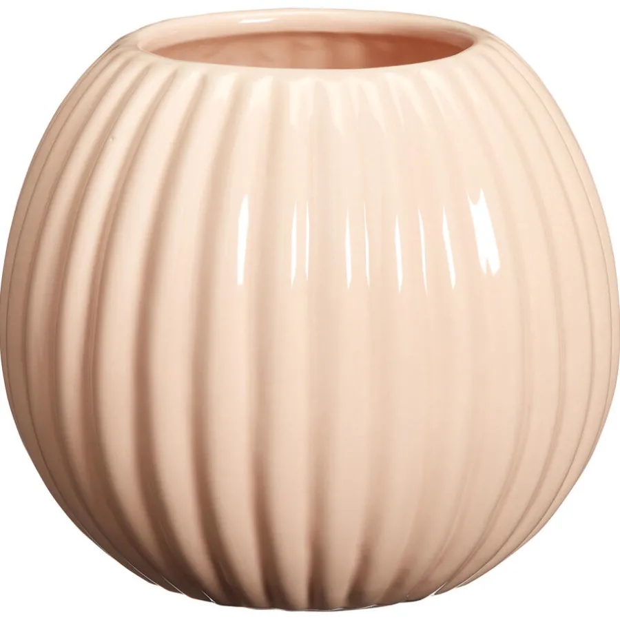 Kwantum Vazen & Potten*Bloempot Ribbel 15x13 Cm Roze